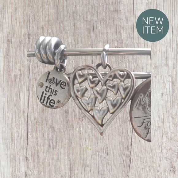 Footnotes Silver Charm Bangle Bracelet For MOM - Picture 4 of 7